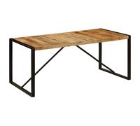 Black Solid Mango Wood Dining Table 180x90x75 cm Vintage Style Kitchen Furniture