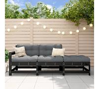 Black Solid Pine Corner Garden Sofa w/ Beige Cushions 62x62x70.5cm Outdoor Seat