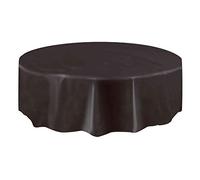 Black Solid Round Plastic Table Cover (213cm) 1 Count - Vibrant & Durable Party Essential for Easy Cleanup and Decoration