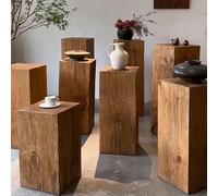 Black Solid Wood Pedestal Stand - 30x30x30cm Display Base for Cake, Sculpture, Dessert, Wedding & Party Decor - Versatile Brown Plinth for Home Events