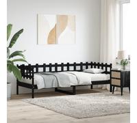 Black Solid Wood Pine Day Bed 80x200 cm without Mattress