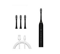 (Black) Sonic Electric Toothbrush Ultrasonic Automatic USB Rechargeable IPX7 Waterproof
