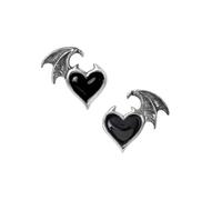 Black Soul Earrings Alchemy England Goth Studs Heart Wing Alternative Jewellery