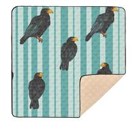 Black Southern Caracara Teal Striped Cute Foldable Baby Gym & Activity Mat for Floor Comfortable Tummy Time Activity Mat for Baby Toddler Infant, 50'' x 50''