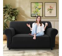 (Black Spandex, 2 Seater Sofa Cover) Reversible Quilted Waterproof Sofa Cover Recliner Chair & Pet Cover