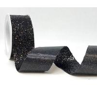 Black Sparkle Glitter 38mm Ribbon by Bertie's Bows Ribbon on a 2m Length (N.B. This is a Cut from a roll Presented on a Bertie's Bows Card)