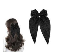Black Sparkly Bow Hair Clips for Thin Long Fine Thick Bowknot Hair Barrettes Ribbon Large Glitter Long Tail Bow Hairpin for Women Girls Headdress Decor Accessories for Kids Teenagers