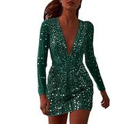 Black Sparkly Dress For Women | Gold Sequin Dresses For Women Uk Sexy Mini Dresses Deep V Neck Wrap Dress See Through Prom Dress Slim Fit Petite Dresses Elegant Party Dress Long Sleeve Evening Gown