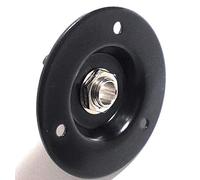 Black Speaker Amp Jack Plate, 2 inch Round Metal with 1/4 inch Switchcraft #11 Jack