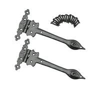 Black Spear Hinge Fronts 225mm Decorative False Tee Hinges, 2 Pack | 2 decorative black cast iron spear hinge fronts with matching screws; non-functional false hinges for gates and doors.