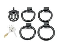Black Special Protective Resin Cage, with A Three Hole Hollow Design in The Middle, 4 Different Sizes of Copper Rings, One Key, and A Side Invisible Lock Design - K+3.1