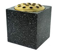 Black Speckled With Gold Lid Memorial Graveside Funeral Flower Rose Bowl Vase