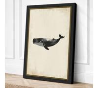 Black Sperm Whale Minimalist Canvas Wall Art Print 30x20 Inch (76 x 51 cm)