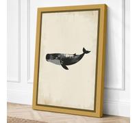Black Sperm Whale Minimalist Canvas Wall Art Print 30x20 Inch (76 x 51 cm)