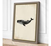 Black Sperm Whale Minimalist Canvas Wall Art Print 30x20 Inch (76 x 51 cm)