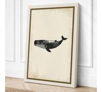Black Sperm Whale Minimalist Canvas Wall Art Print 36x24 Inch (91 x 61 cm)