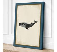 Black Sperm Whale Minimalist Canvas Wall Art Print 36x24 Inch (91 x 61 cm)