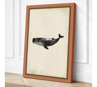 Black Sperm Whale Minimalist Canvas Wall Art Print 36x24 Inch (91 x 61 cm)