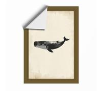 Black Sperm Whale Minimalist Unframed Wall Art Print A3 (42×29.7cm), Wall Decor for Living Room, Bedroom, Office & Home, Art Gift