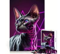 Black Sphynx Cat 1000 Piece Jigsaw Puzzles for Adults Mind Training Calm Recreation Laser Cut Unique Xmas Gift (38x52cm)