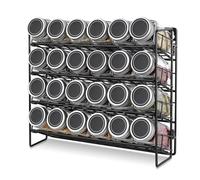 Black Spice Rack Organiser - 4 Tier Wall Mounted or Countertop Seasoning Storage for Kitchen & Pantry