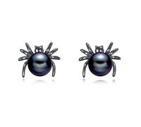 Black Spider Earrings 925 Sterling Silver Black Pearl Spider Stud Earrings Gothic Jewelry for Women Mom