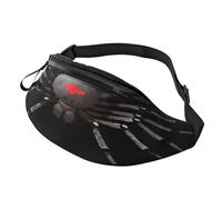 Black Spider Fanny Pack Waist Bag for Men Women Bum Bag with Headphone Jack and Adjustable Belt for Biking Running Jogging Traveling Outdoors Workout Cycling Fitness Hiking