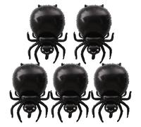 Black Spider Foil Balloons Set - 5pcs Halloween Party Balloons | Creepy Spider Shaped Balloon for Birthday, New Year, Day of the Dead Indoor Outdoor Scary Decorations Halloween Parties Decor for Kids