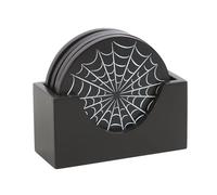 Black Spiderweb Coaster Set - Gothic Halloween Coasters, Frightful Spills Protection