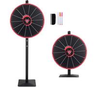 Black Spinning Prize Wheel, 14 Slots Heavy Duty Tabletop Large Roulette Spinner for Trade Show, Carnival, Win Fortune Spin Games.