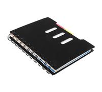 Black Spiral Notebook with Tabbed Dividers, Wide Ruled Paper Journal