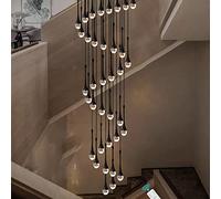 Black Spiral Raindrop Crystal Chandelier, 3000-6000K Dimmable Led Staircase Pendant Light,36-Light Chandeliers Ceiling Light for The Villa,Stairwells,Foyers Entrance and Living Room,150''/388Cm