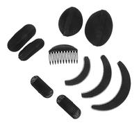 Black Sponge Hair Volumising Pad Set for Thin and Long Hair | Moon Pads X3, Fluffy Pads X2 and One Fringe Insert, Lightweight Firm Hold, No Extra Tools Needed