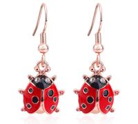 Black Spot Red Ladybug Hook Earrings, Metal Fashionable Seven-Spotted Lady Bug Ear Hook Funny Dainty Summer Dangle Drop Earrings Jewelry for Women
