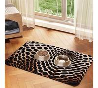 Black Spots Pet Feeding Mat Dog Cat Eating Food Absorbent Leather Tablecloth for and Water Bowl Waterproof No Stains Quick Dry Non-Slip 23.62 * 15.75IN