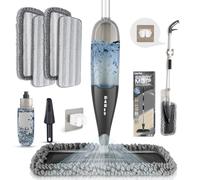 Black Spray Mop for Floor Cleaning With 4 Premium Washable Pads Wet Dry Microfiber Clothes with 800ML Refillable Bottle for House Kitchen Wood Hardwood Laminate Ceramic Tiles Floor