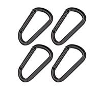 Black Spring Snap Hook Carabiner Clip Heavy Duty 3 Inch D Shape Steel Clip Link Buckle M8x80mm 4pcs