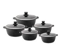 (Black) SQ Professional Nea Marbell 5pc Die-Cast Non-Stick Stockpot Set
