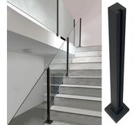 Black Square Balcony Railing Brackets Tempered Glass Clamp for Stainless Steel Deck Balustrade Posts Adjustable Height 60105 cm Deep Coffee Color & Stylish