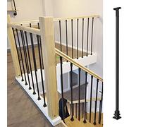 Black Square Deck Spindles 26 30 32 36 45 50 60 Inches, Heavy Duty Wrought Iron Railing Balusters for Indoor Stairs, Concrete Steps and Apartment, Adjustable Connector ( Color : 1 Pack , Size : H 130c