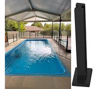 Black Square Glass Railing Post - 304 Stainless Steel Balustrade for Outdoor Use - Adjustable Height 39in to 51in (Shallow Grey, 95cm) - Durable & Stylish Safety Solution