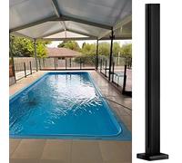 Black Square Glass Railing Post - 304 Stainless Steel Outdoor Balustrade, Adjustable Height 39-51in, Deep Coffee Finish, Durable & Stylish for Decks & Patios