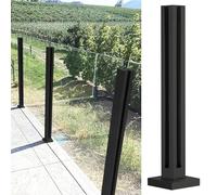 Black Square Glass Railing Post Brackets Metal Pillars for 100cm 110cm & 120cm Balustrades Sturdy Support Pins for Balcony Fencing & Stair Railing Systems