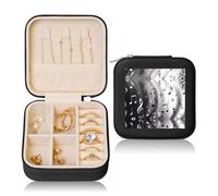 Black Square Leather Jewelry Box - Portable music Print Storage for Women, Ideal Geburtstag & Valentinstag Gift