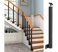 Black Square Metal Stair Railing Post Kits, Adjustable Angle Support for Side Mount il, Sturdy Balustrade System for Safe Stair Transitions