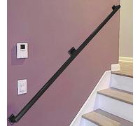 Black Square Modern Stair Handrail Grab Bar Kit, 1ft-20ft Black Galvanized Industrial Iron Hand Rail for Indoor Stairs Wall Mount Support, Wall Staircase Banister, Safety,19ft