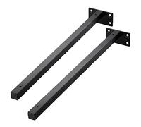 Black Square Pipe Shelf Brackets Stainless Steel Industrial Shelf Support Heavy Duty Metal Bracket for Wall Mounted Floating Shelves, 2 Pcs (450mm/17.7in)