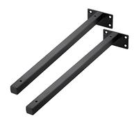Black Square Pipe Shelf Brackets Stainless Steel Industrial Shelf Support Heavy Duty Metal Bracket for Wall Mounted Floating Shelves, 2 Pcs(400mm/15.7in)