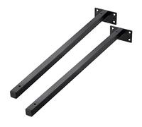 Black Square Pipe Shelf Brackets Stainless Steel Industrial Shelf Support Heavy Duty Metal Bracket for Wall Mounted Floating Shelves, 2 Pcs (500mm/19.7in)