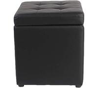 Black Square Pouf Ottoman 30x30x35 cm - Waterproof Recycled Leather Cube Footrest with Hinged Lid for Living Room & Bedroom - Stylish & Functional Accent Furniture